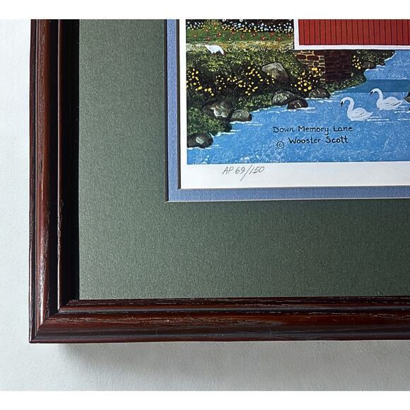 Wooster Scott Signed Artist Proof AP 69/150 “Down Memory Lane” Framed Folk Art - Picture 3 of 7